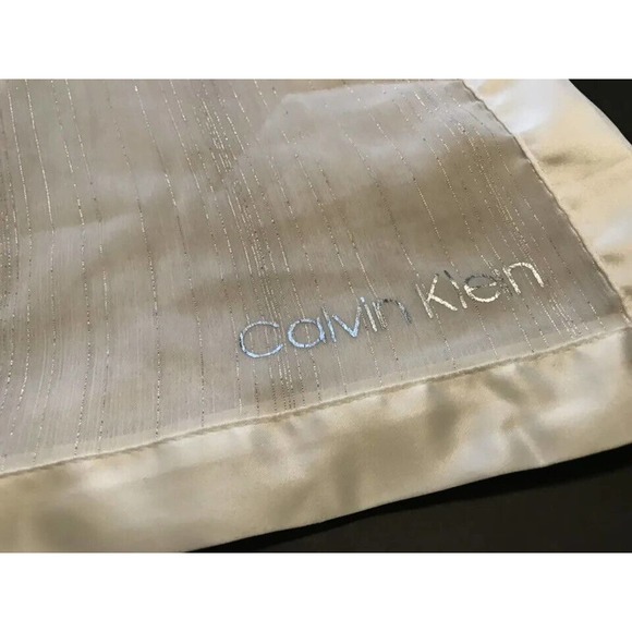 Calvin Klein Sheer & Satiny Scarf, Off-white metallic pinstripe, Rectangular - Picture 7 of 9